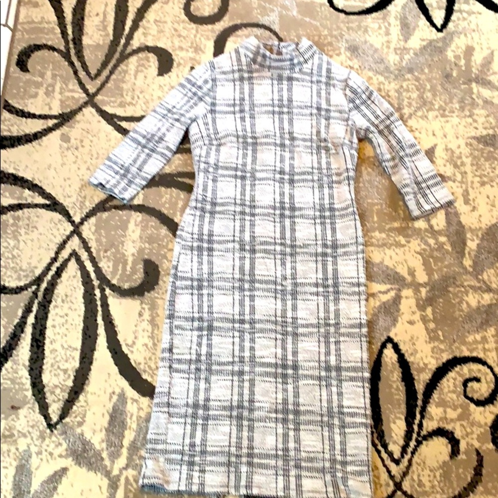 White and black plaid dress